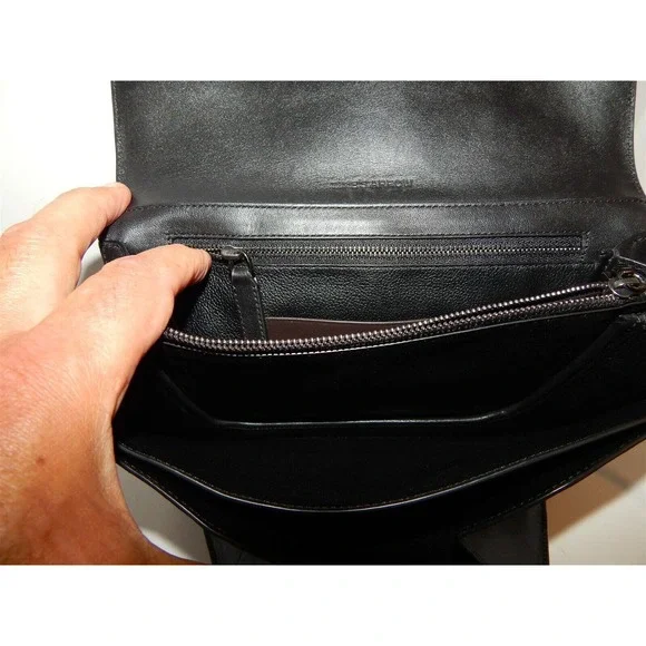 Times Arrow Gray Black Leather Crossbody‎ Bag $550rt - Picture 6 of 7